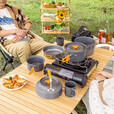 北岳户外锅具露营炊具烧水茶壶煎锅便携野外锅具野营吊锅套锅用品套装 【食品级铝合金】中号煮锅+袋子