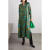 MAX MARA 618女士CALATE打结领印花工艺斜纹丝绸中长连衣裙 绿色 4 UK
