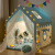分床睡神器小酒窝帐篷室内游戏屋公主男女孩玩具屋小房子可睡觉分床神器 独角兽-PVC支架+1.3米棉垫 (含线球灯)