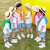 童然小学生运动会服装六一儿童幼儿园国潮糖果色毕业照啦啦队表演出服 短袖+短裤+黄色披肩 150cm