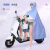 耀王 电动车雨衣PVC骑行车衣仪表透明男女电动自行车双人亲子雨披 双人-樱花粉 均码 