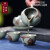 景烨哥窑茶具套装家用简约陶瓷冰裂釉功夫茶杯茶壶整套礼盒装水缸 12件套装
