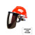 电焊面罩安全帽式支架面屏防护冲击头戴式焊帽工专用烧氩弧焊接 红色安全帽+支架+茶屏