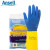 安思尔Ansell 224X氯丁橡胶防化加长手套 内衬植绒耐酸碱化学溶剂餐饮石油化工手套 (1副) 蓝黄色 9码