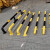 防撞柱圆柱钢管警示柱固定黄色路桩铁立柱停车桩占位停车桩可拆卸 黑黄双耳/75厘米高//76管