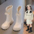 UCKR女童鞋子冬季新款儿童加绒保暖长筒靴小女孩公主靴子学生二棉皮靴 xhxl-2033米色 26码 /内长约16.0厘米