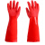家务手套加绒里保暖洗碗厨房耐用清洁洗衣服水产橡胶防水手套 红色一体绒（33cm）10双 L