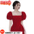 BALITOMMS法式复古礼服女红色方领泡泡袖设计感不规则显瘦短裙敬酒服 红色 S
