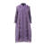 百丽驼美士褶皱连衣裙欧美春秋时尚气质高领密边设计感中长裙 紫色 均码