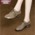 奢卡洛（SEEKALOOU）品牌2024新款英伦风女鞋裂纹漆皮系带深口单鞋女软底低跟小皮鞋女 卡其色 34
