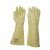 三蝶153工业橡胶手套 加长耐酸碱手套 渔业防水防滑手套卷边 5双 55cm 米黄色 定制
