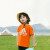 阿迪达斯儿童T恤夏季户外运动休闲百搭短袖 橘/白 128 