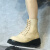 北极绒雪地靴女24年春季新款防滑厚底短靴平底皮面单靴系带 米色磨砂牛皮 8101 37