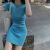 宝乔旭法式复古气质紧身包臀短袖连衣裙夏季韩版显瘦网红洋气小个子短裙 灰色 均码