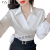 元族抖音雷美丽女装春季新款洋气韩版休闲修身显瘦绑带气质长袖衬衫女 白色 M 80-115斤