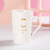 创意陶瓷咖啡马克杯带盖勺个性潮流牛奶喝水杯子男女早餐茶杯 白色-T盖+勺