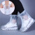 海斯迪克 透明防雨防水鞋套 加厚防滑男女雨鞋 成人磨砂白 S 