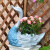 欧式天鹅花盆罗马柱子庭院园装饰玄关布客厅别墅门口造景动物摆件 天蓝色蓝色抬头天鹅