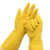 冰禹 乳胶手套 加厚牛筋耐磨橡胶劳保手套 黄色长款M码 5双 BY-7771