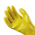 谋福8569 黄色棉毛浸塑劳保劳防PVC手套 耐油 耐污耐酸碱 水产加工用手套（黄色耐油款）