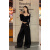 UWKKP女士西服套装2024新款韩版设计感蕾丝拼接打底衫女腰显瘦阔腿西装 黑色裤子 S