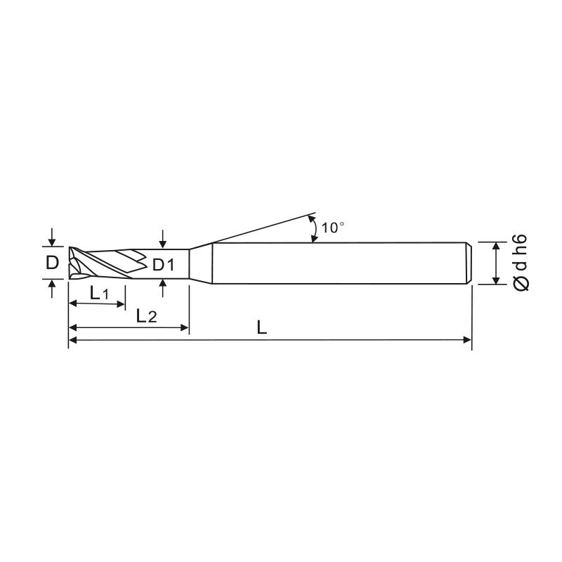 刃天行立铣刀PGL2010-050L04通用加工2刃 长颈短刃平底铣刀 订制品