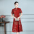锦人初喜婆婆旗袍适合五一穿的高当轻奢夏季新款改良中年妈妈高贵减龄裙 红色 XL（建议90-110斤）