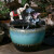 红得发紫景德镇陶瓷大型陶瓷养鱼缸水缸创意阳台庭院水循环鱼缸造景摆件 江南水乡小号套装