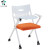 塑胶护腰培训椅便携折叠一体培训椅白色车行接待椅多功能会议椅子 带写字板白胶橙色座