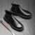 帕达索欧洲站春季新款切尔西靴韩版马丁靴男套筒牛皮短靴厚底增高靴子男 黑色加绒 38
