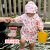 BananaRoom日本儿童雨衣男童女童小孩学生幼儿园宝宝雨披防水书包位玩水上学 满印田园草莓（淡粉） M