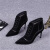 兰芙伦欧洲站女鞋2023欧货尖头性感高跟细跟短靴马丁靴 黑色单里 34