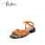 millie's/妙丽女鞋夏季香港商场同款一字带拼色中跟女凉鞋LMA04BL9 黄色 38