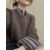 艾格棕色圆领毛衣女秋冬新款针织衫套头慵懒风加厚上衣外套 棕色 S(推荐75-90斤)