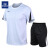 罗蒙(ROMON)短袖短裤两件套男士休闲运动套装户外跑步透气速干健身服 白色 XL（120~140斤）
