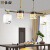长裕现代简约新中式餐厅吊灯三头餐吊灯创意茶室灯中国风仿古实木灯具