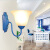 地中海风格壁灯床头灯 欧式客厅过道灯简约田园个性创意灯饰灯具 白色灯架+蓝海灯罩