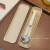玖岸餐具套装木质筷子勺子不锈钢叉子三件套一人用儿童学生便携收纳盒 黄色鸭鸭勺筷 收纳盒