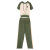 希赫丹塔（HIHEDTN）品牌洋气减龄短袖卫衣运动套装女夏季冰丝针织连帽T恤薄款两件套 军绿色 M 90-110斤