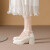 哈蒂瑞纳 HARTY RENA玛丽珍单鞋女2024夏季新款珍珠法式复古高跟鞋一字带浅口单鞋 杏色绑带款 34
