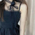 LEE NELLY法式抹胸吊带连衣裙女春装2024新款设计感收腰显瘦裙子 黑色 S