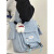 诺贝达2024韩版ins百搭通勤包学生单肩托特包纯色简约大容量包包 蓝色送帕恰狗挂件