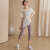 冰朵晶 高级感瑜伽服套装女2024新款宽松运动上衣短袖跑步健身薄罩衫夏 奶白色套装 M