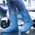 防雨防汛硅胶雨鞋套男女加厚防滑耐磨学生便携式雨靴仿硅胶水鞋套 纽扣款-高筒蓝色109 XL40-42码