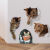 立体3D视觉创意贴纸可爱仿真猫咪小老鼠房间墙角落装饰品自粘壁画 3只小黄猫看书小老鼠（大号）