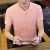 旭杉斯男士夏季粉色V领短袖T恤青年修身冰丝暗纹上衣非主流镂空透视半袖 枫叶黑 M