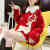 汇汇茵圣诞节衣服女成人毛衣小个子红色2023年秋冬季宽松慵懒风加厚日系 红色小兔毛领 S