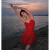 艾格夏季穿搭海边度假性感辣妹红色碎花吊带连衣裙女小个子收腰 图片色 L