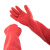 冰禹 BYsy-501 加厚牛筋耐磨 防滑耐磨乳胶 劳保洗车手套 38cm红色长款乳胶 S码（1双）