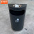 京洲实邦 砂钢 港式创意不锈钢半圆靠墙式垃圾桶  A A-51黑烤漆带烟缸款